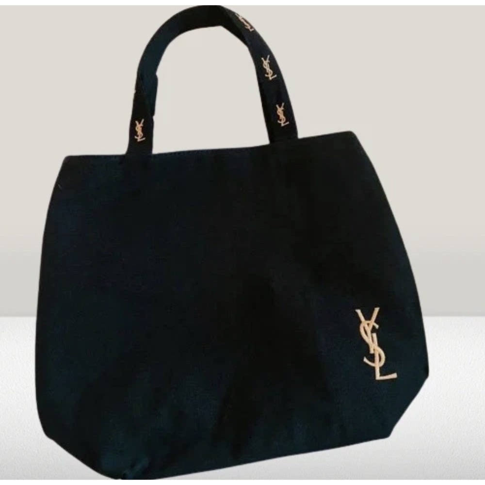 Yves Saint Laurent Parfums Novelty Tote Bag Gold Embroidery Logo VIP GWP Japan
